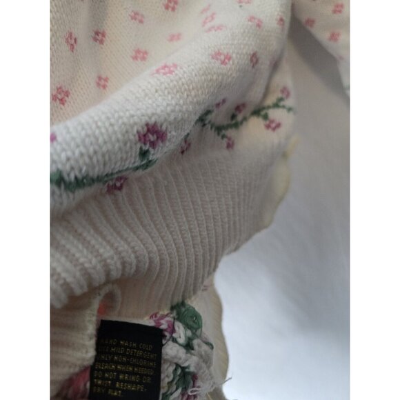 Vintage 80s Eddie Bauer Cute Ducks Watermelon Cotton Knit Pullover Sweater LRG - Picture 6 of 14